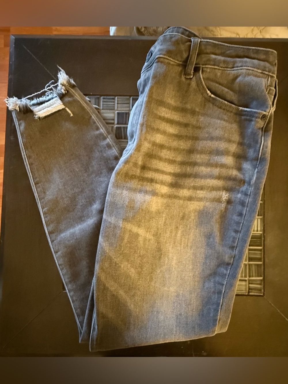KanCan Charcoal Gray Distressed Raw Hem Skinny Jeans. Excellent Used Condition.